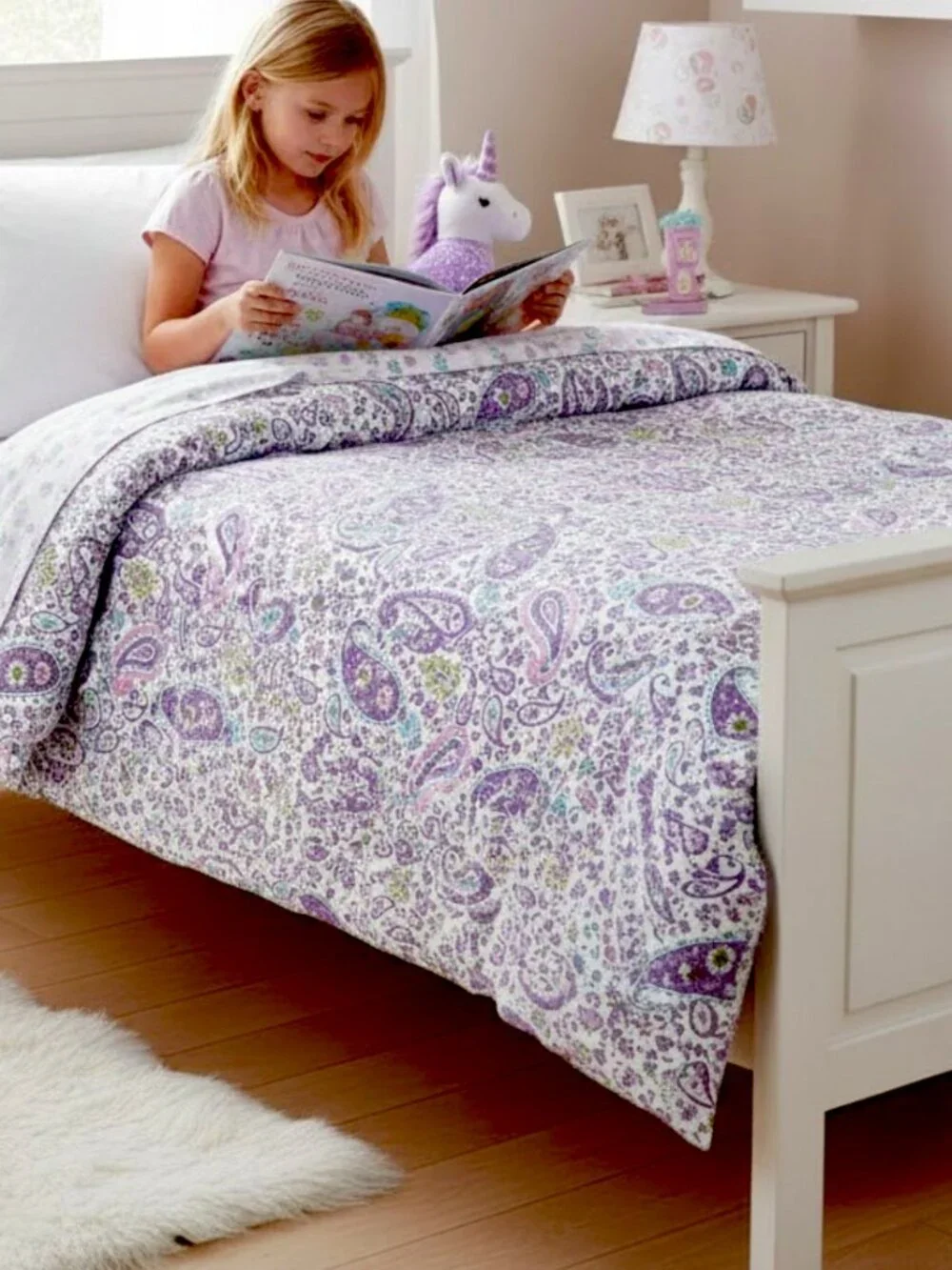 Pottery Barn Kids Brooklyn Paisley Twin Duvet Cover Lavender Purple Floral Boho
